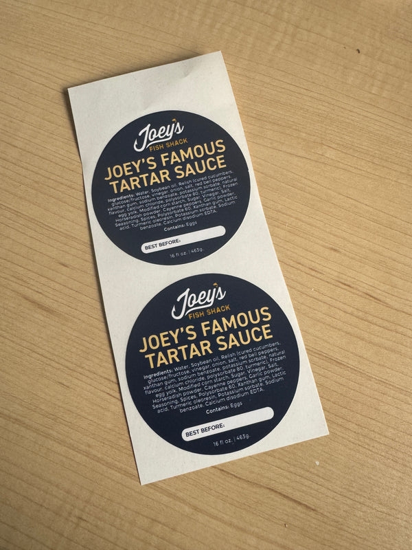 Large Tartar Sauce Labels